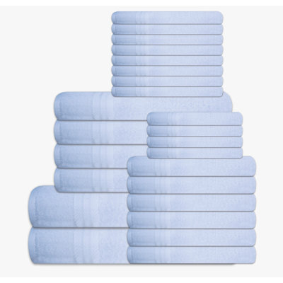 24 Piece 100% Cotton Bath Towel Set