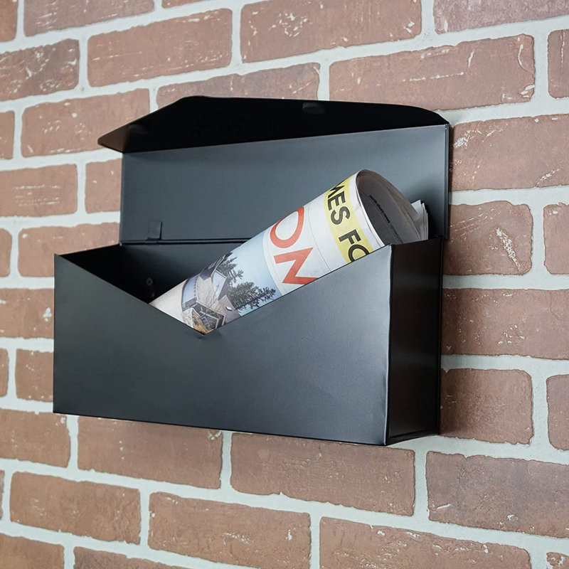 Black Aluminum Envelope Wall Mounted Mailbox