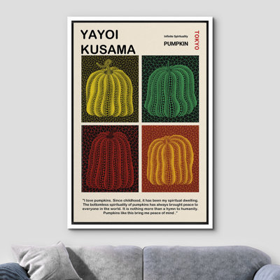 Japanese Pumpkin by Yayoi Kusama Modern Minimalist Pictures, Giclee Canvas Digital Print Framed Wall Art