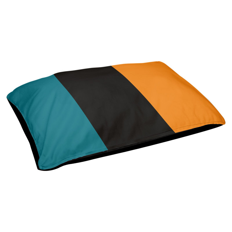 Coussin pour chien hockey Minnesota, Petit (l 28 po x P 18 po x H 9,5 po), Bleu foncé/noir foncé/orange brûlé