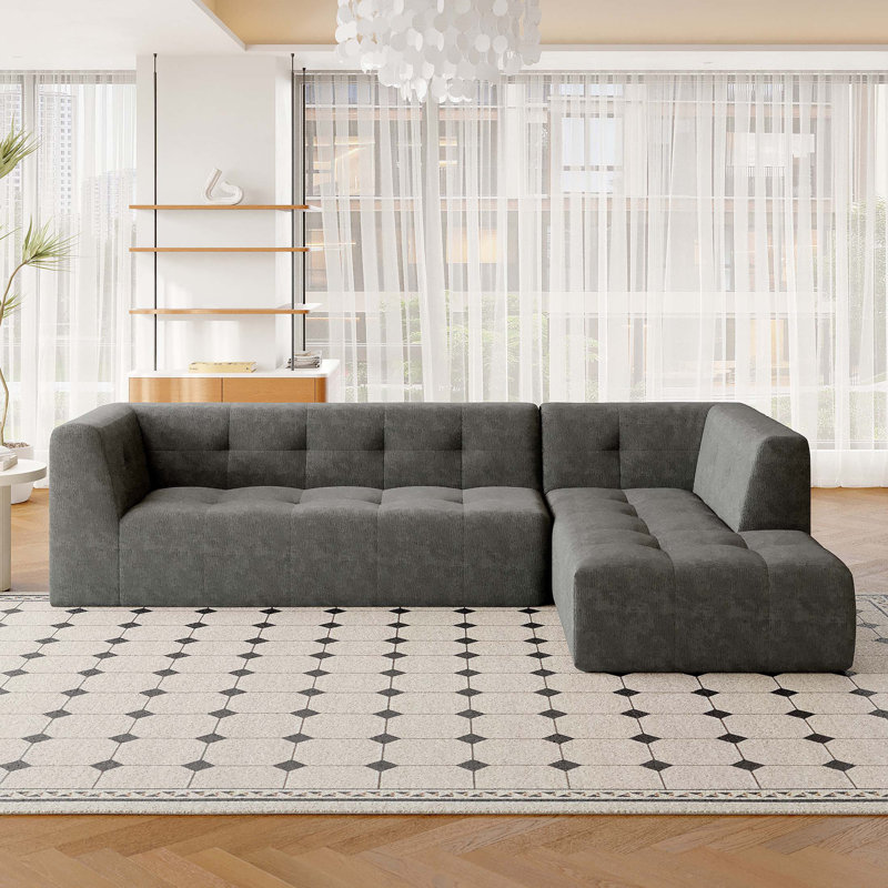 Ensemble de canapé de salon modulaire 112,2 * 74 po, canapé minimaliste moderne, canapé-lit rembourré de salon, chambre à coucher, ensemble de 2 pièces sans ordinateur, en forme de L