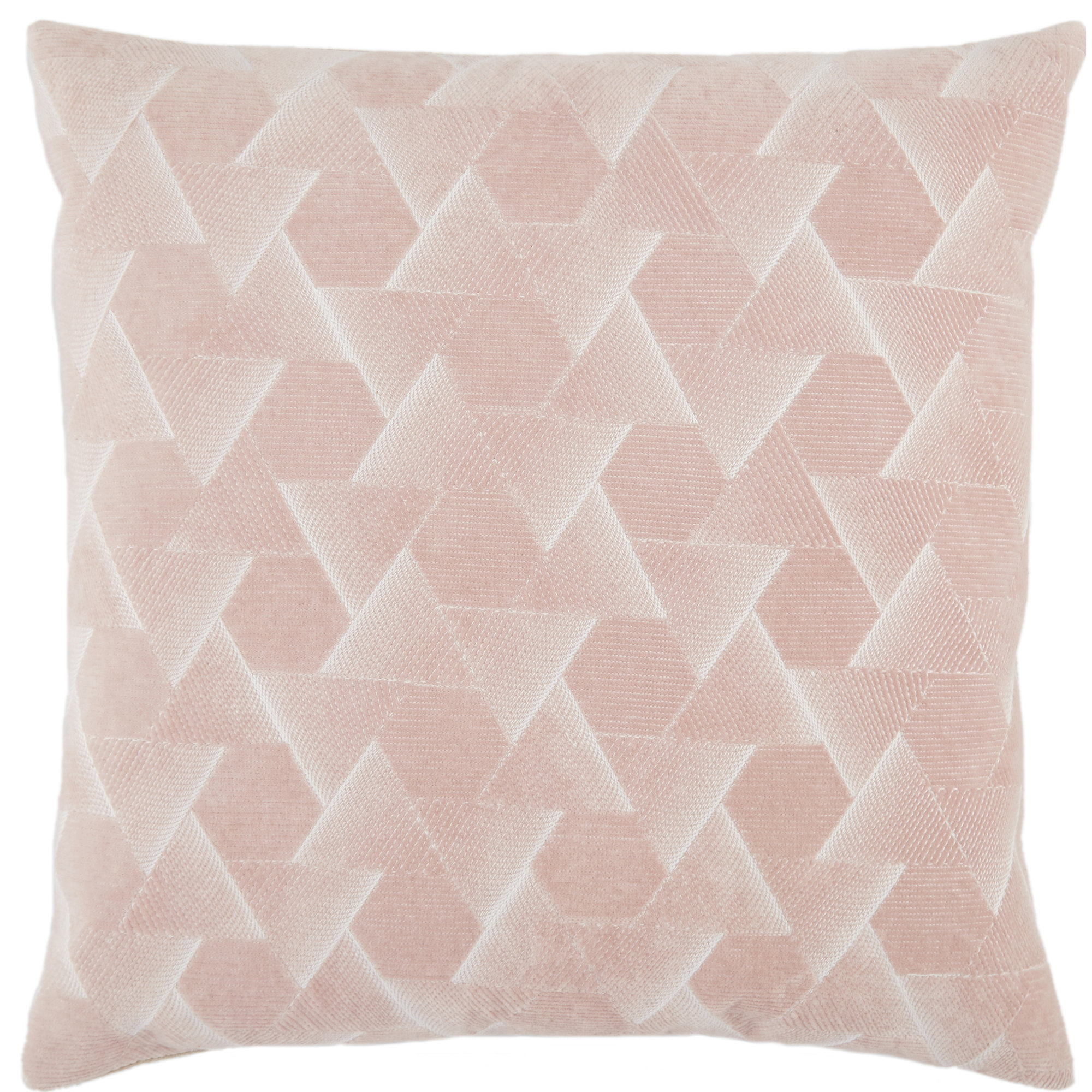 Gretchen Geometric Cotton Throw Pillow, Blush, Down