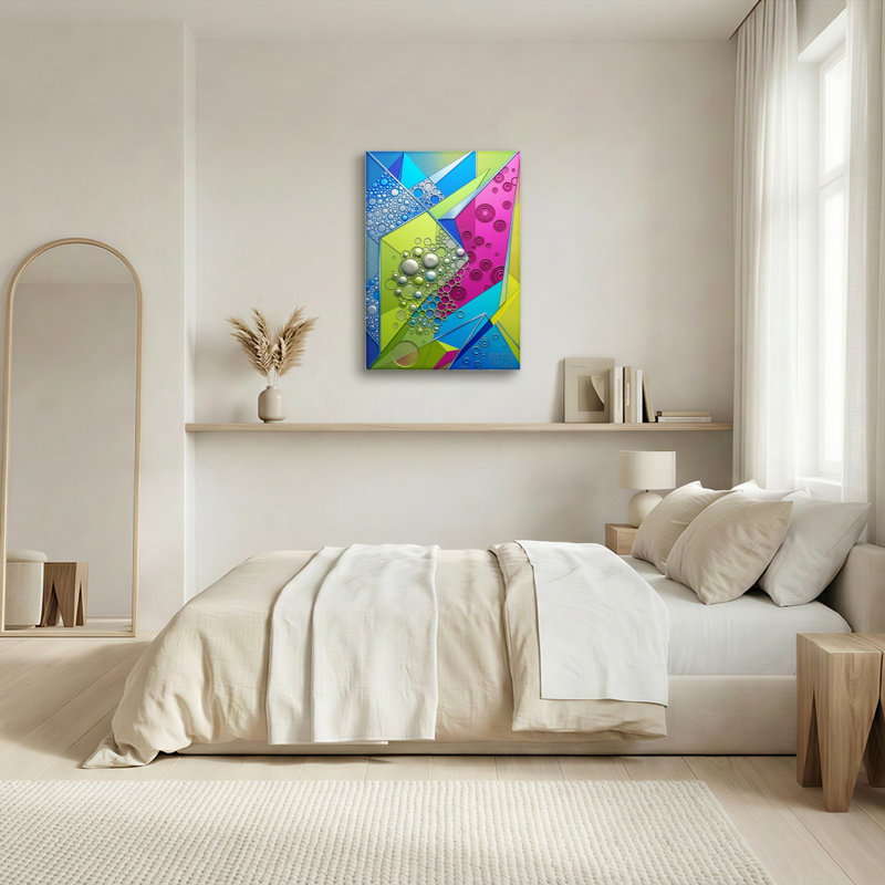 «Geometric Bubbles», reproduction d'art sur toile, ensemble de 1, 48"H x 32"W, Toile tendue