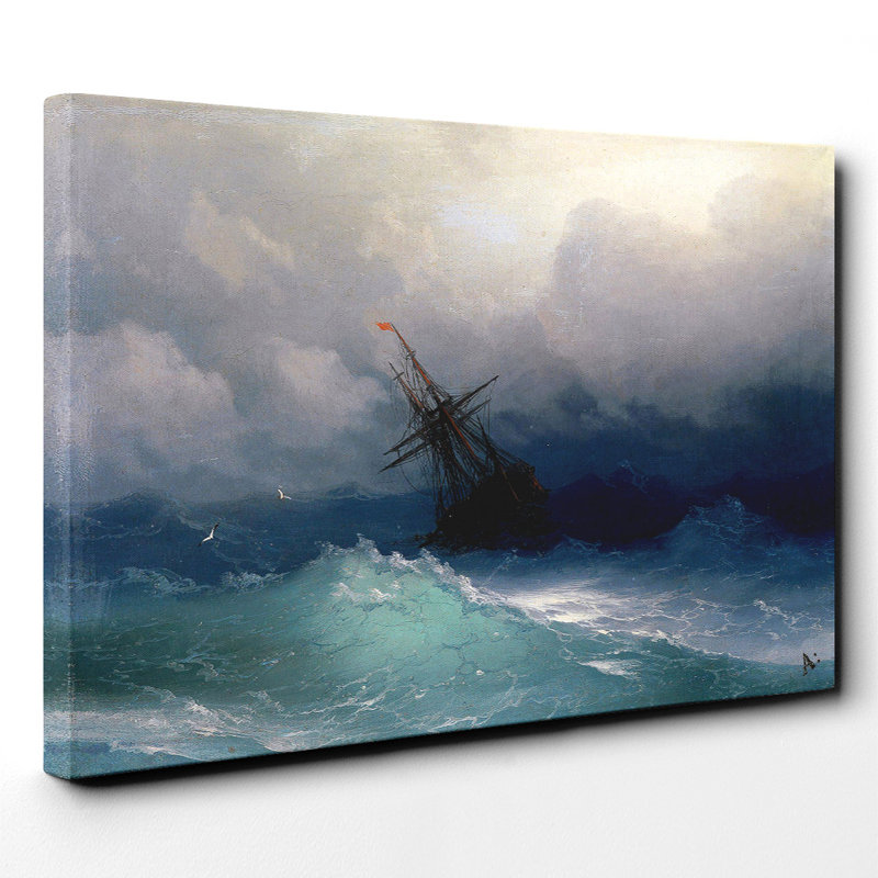 Ship on a Stormy Sea by - Wrapped Canvas - Framed Print, 70cm H x 100cm W