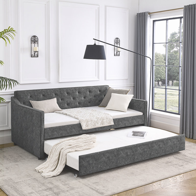 Lit tapissier Giankarlo, gris