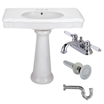 Lavabo de salle de bain rectangulaire 30 po avec robinet et trop-plein
