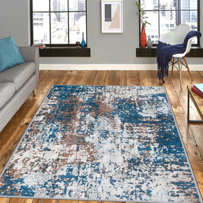 Luxurious Woven Area Rug, 5.9 x 9.2 ft, 100% Polyester, Antibacterial | Non-Slip PVC Felt Dot Underside, 0.3 in Pile Height | Machine Washable, 3D Digital Print, Perfect for Living Room & Bedroom Décor