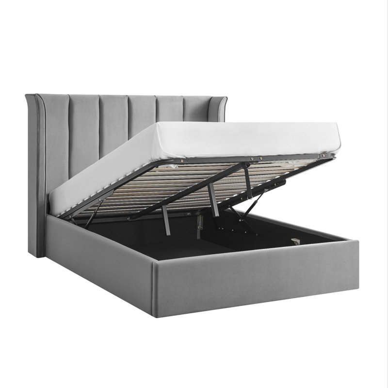 Ashok Upholstered Ottoman Storage Bed, King (150 x 200 cm), Grey