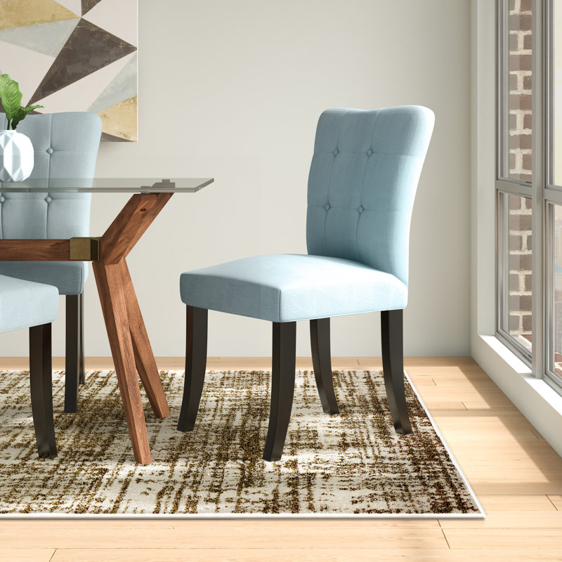 18'' H Tufted Upholstered Side Chair, Candice Bay Blue
