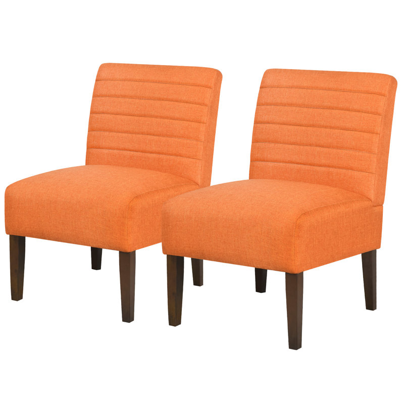 Floraine Upholstered Slipper Chair, Orange Polyester