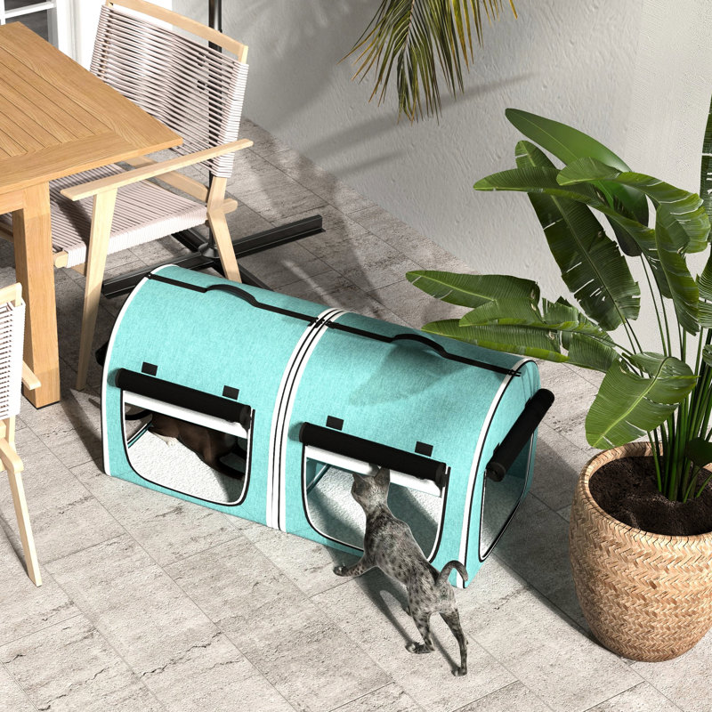 Sac de transport pour chat 39 po, souple avec bolstering, deux compartiments, coussins moelleux et tambour de rangement, carafe