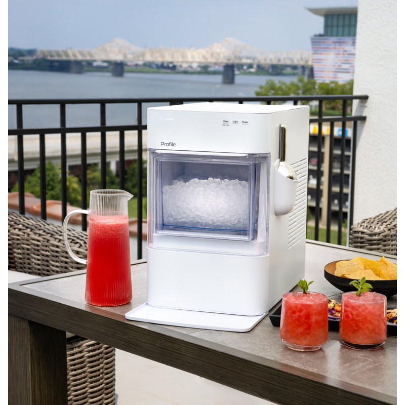 GE-Profile-Opal-2-0-Ultra-Nugget-Ice-Maker-with-Scale-Inhibiting-Filter-XPIO23SWBB, White