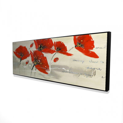 Fleurs abstraites rouges dans le vent | Art mural sur toile encadrée