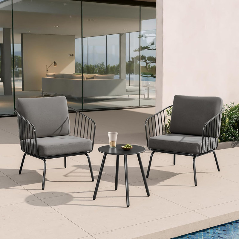 Ensemble de conversation de patio 3 pièces avec canapé à coussins épais et table basse