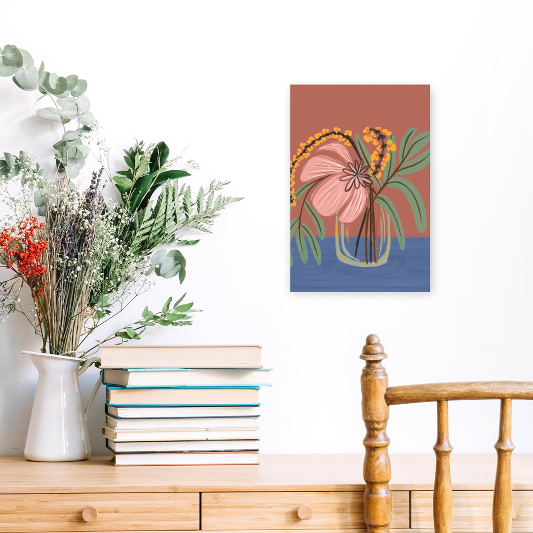 Blush Botanical Vase Abstract Colorful Minimalist Flower Nature Wall Art Print