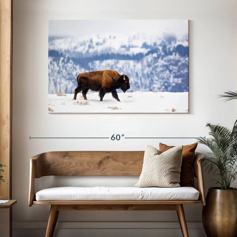 Bison d'Amérique Brampt en hiver, H 32 po x l 48 po