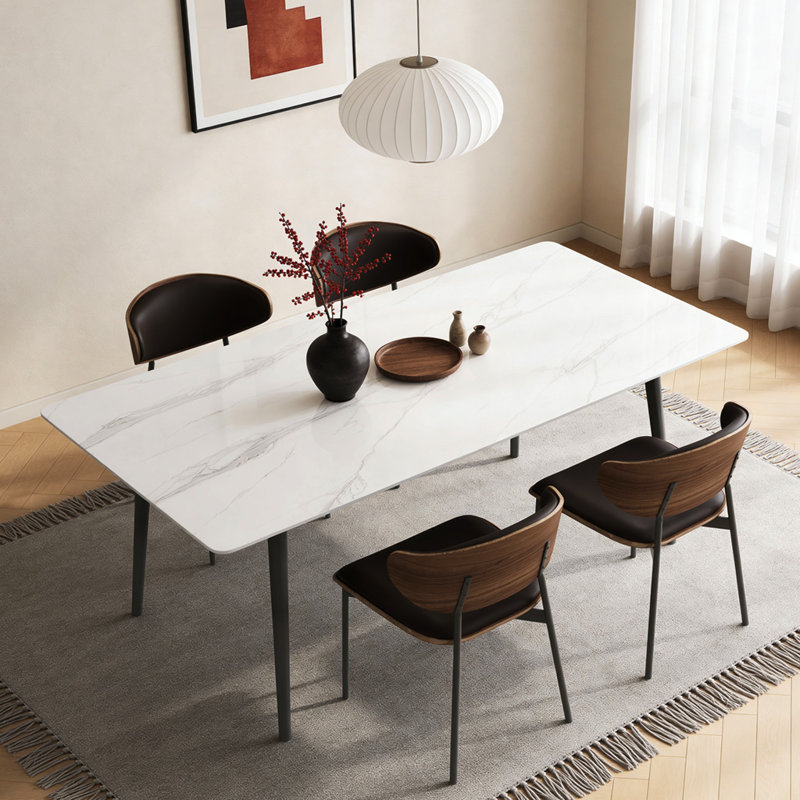 Table de salle à manger 70,8 pouces en pierre frittée pour 6 personnes