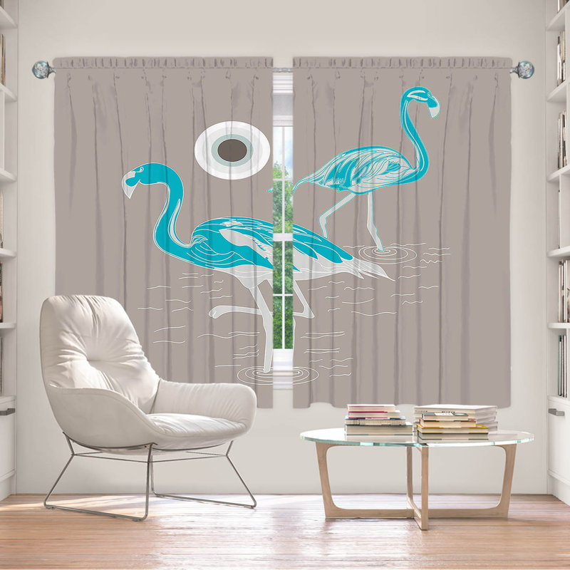 Paire de rideaux obscurcissant en polyester Denes, Bleu / gris / blanc, L 56 po x L 78 po