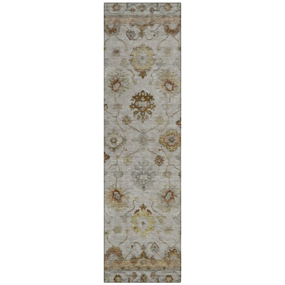 Machine Washable Indoor/Outdoor Xhevrie Taupe Rug