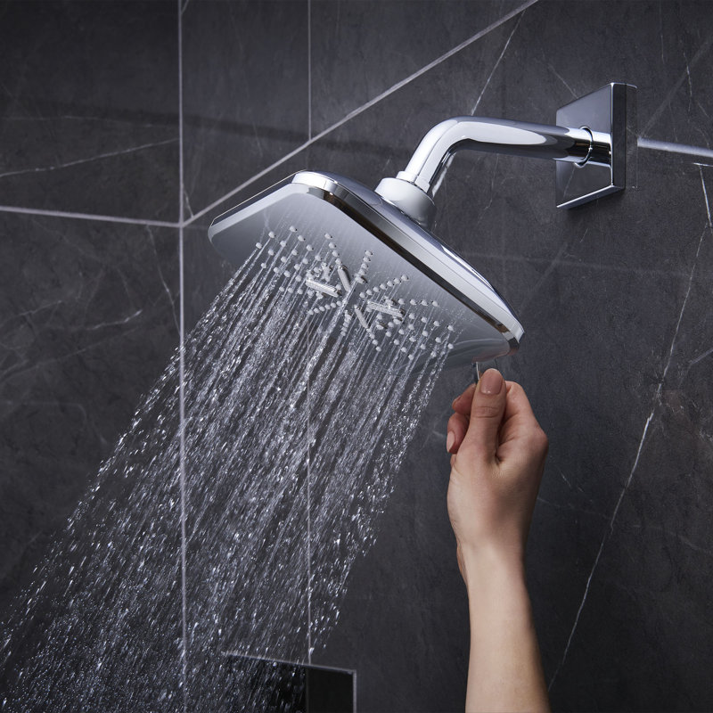 Eurocube Pressure Balance Rain Shower Set, Starlight Chrome
