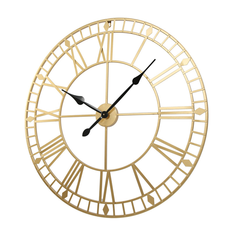 Elienor Iron Wall Clock, 80cm H x 80cm W x 4cm D, Gold