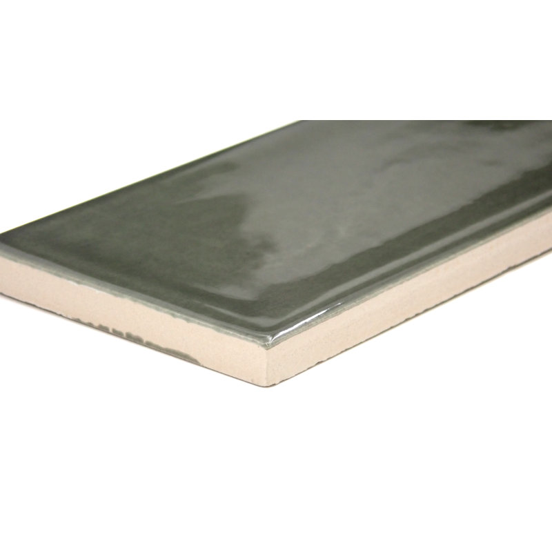 Raku 3 In. X 12 In. Glossy Ceramic Wall Tile (6.3 Sq. Ft./Case), Olive 