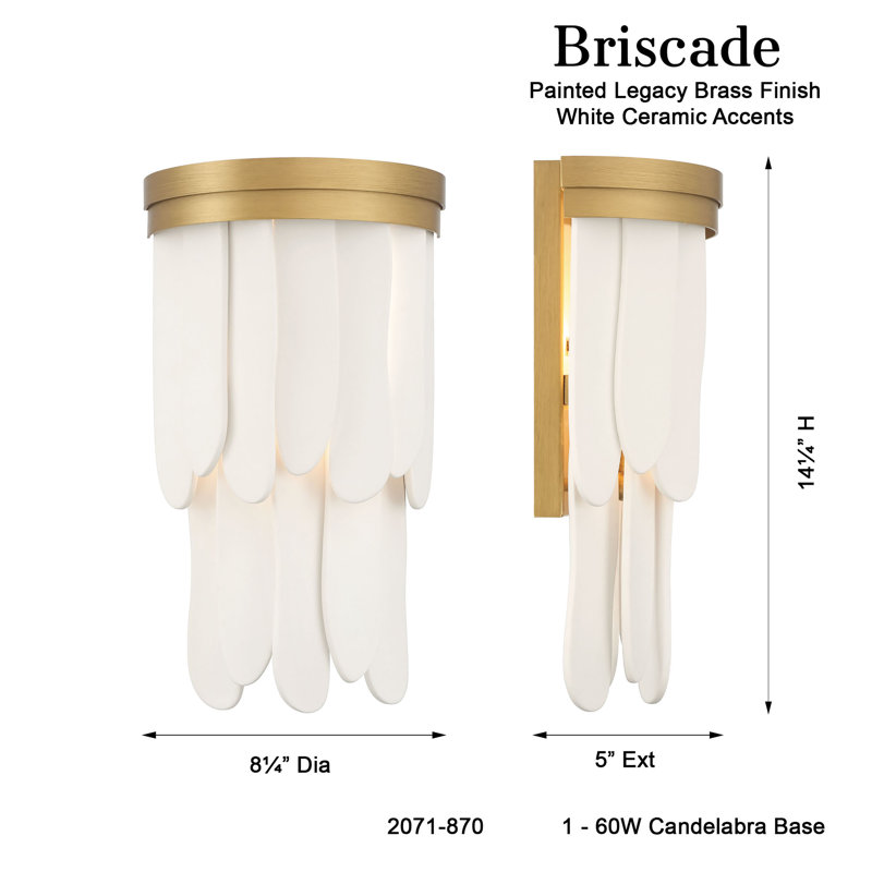 Applique murale 1 lumière Briscade 14,25 po de hauteur