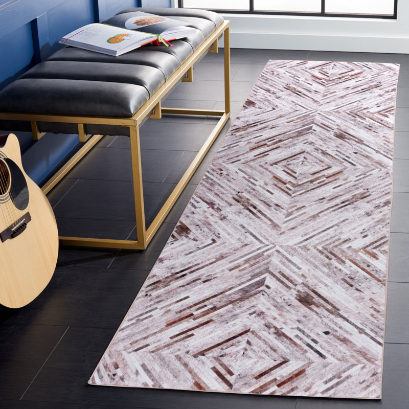Aurelea Performance Machine Washable Geometric Rug, Runner 2'6" x 8'