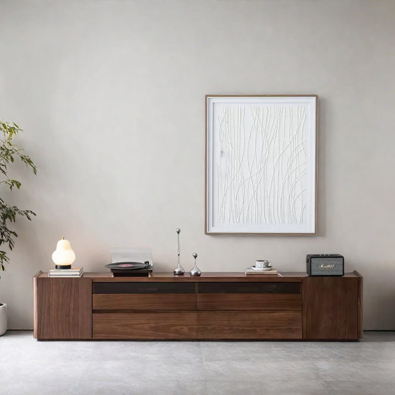 Meuble télé nord-américain en bois massif, H 17,71 po x L 70,86 po x l 15,74 po