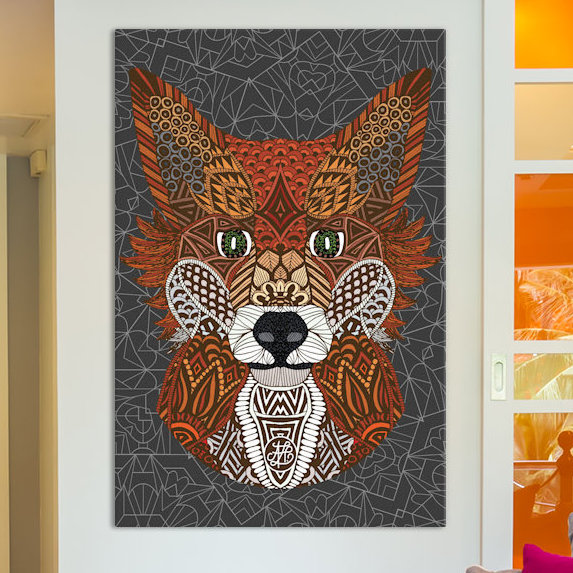 Art sur toile fox, H 26 po x l 18 po x P 1,5 po
