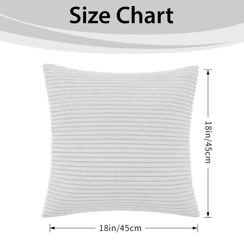 Aspire Homeware Striped Square Velvet Cushion Cover, White, Pack of 6