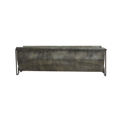 Decorative Metal Trough Container with Distressed Zinc