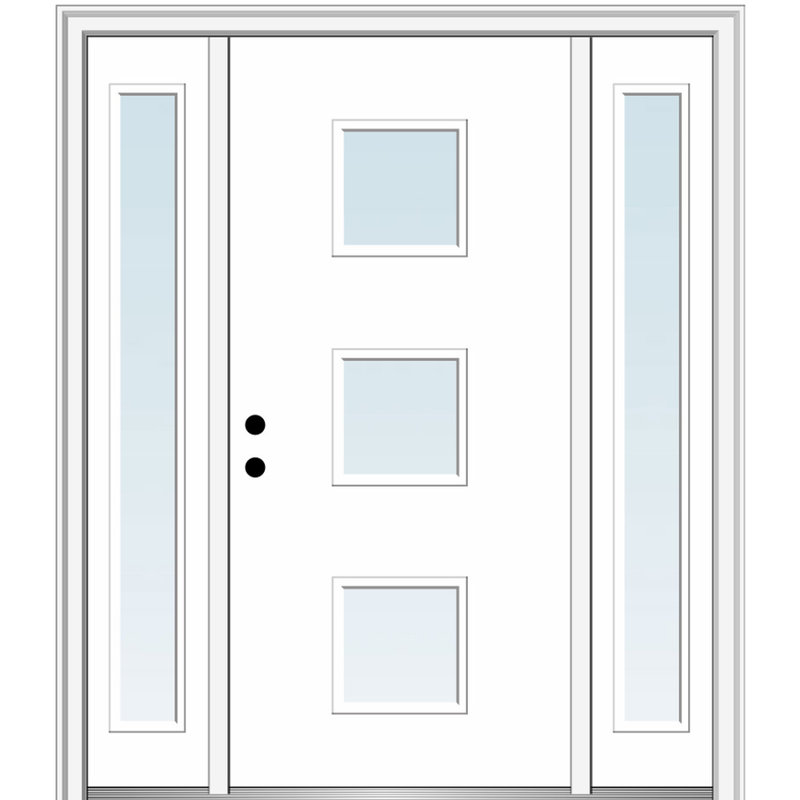 Portes d'entrée pré-fixées, H 81,75 po x l 64,5 po x P 4,563 po, Clair, Droite / vers l'intérieur