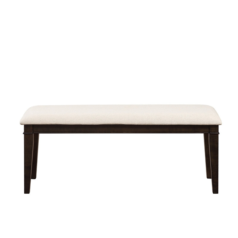 Banc de 48 pouces avec structure en bois brun foncé et siège rembourré beige pour salle à manger à motif