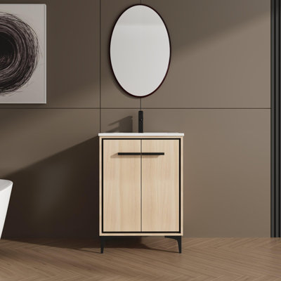 Base de meuble-lavabo avec lavabo, armoire de rangement avec portes