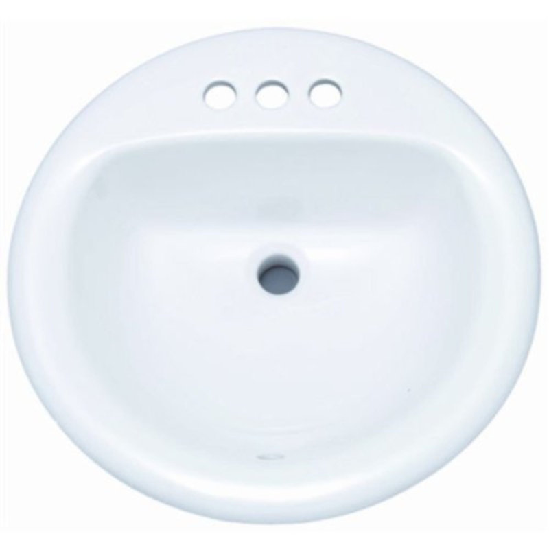 Biscuit Ceramic 19" Round Drop-In Bathroom Sink with Overflow