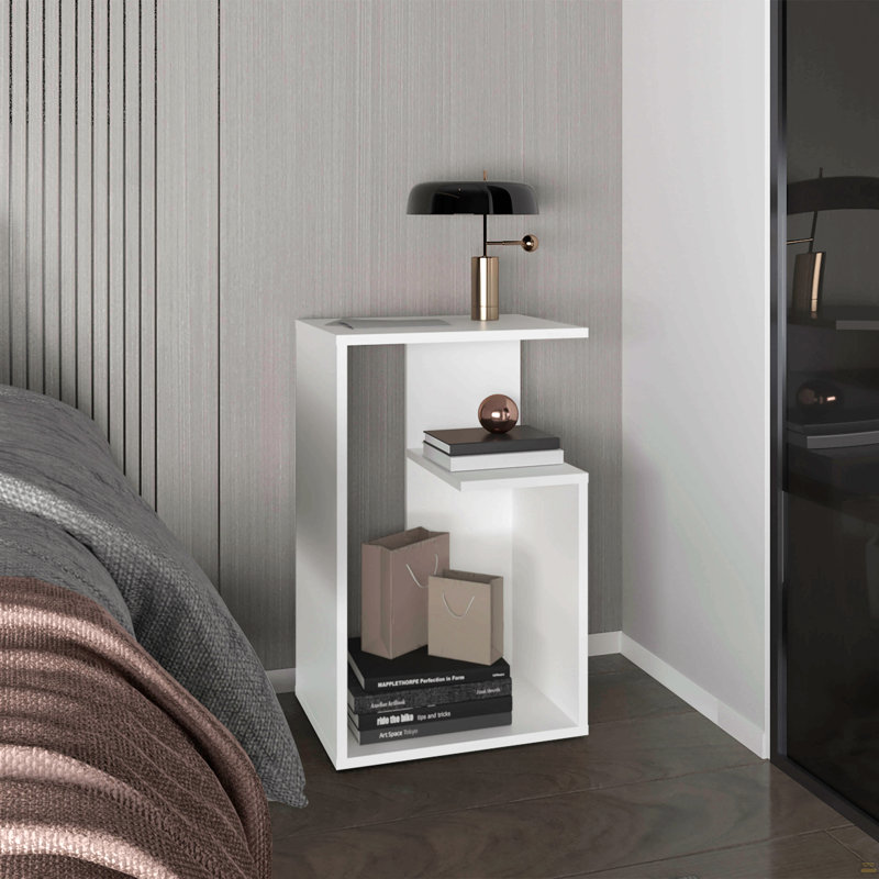 Table d'appoint H 25 po, 1 tablette, Blanc