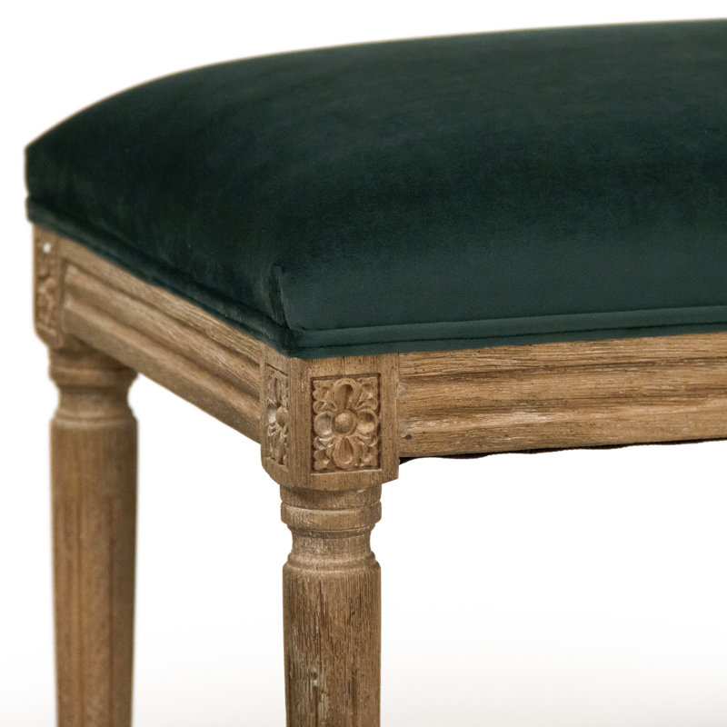 Gallup Upholstered Bench, Green Velvet