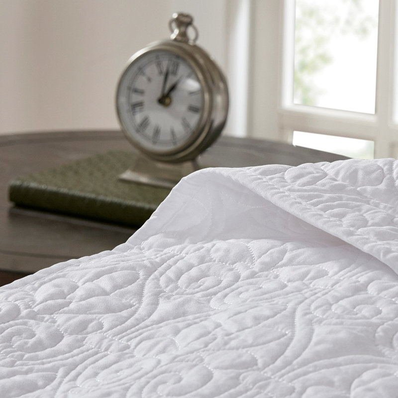 Courtepointe réversible double / grand - rembourrage en coton prélavé matelassé multi-saisonnier blanc avec 2 taies décoratives saisonnières