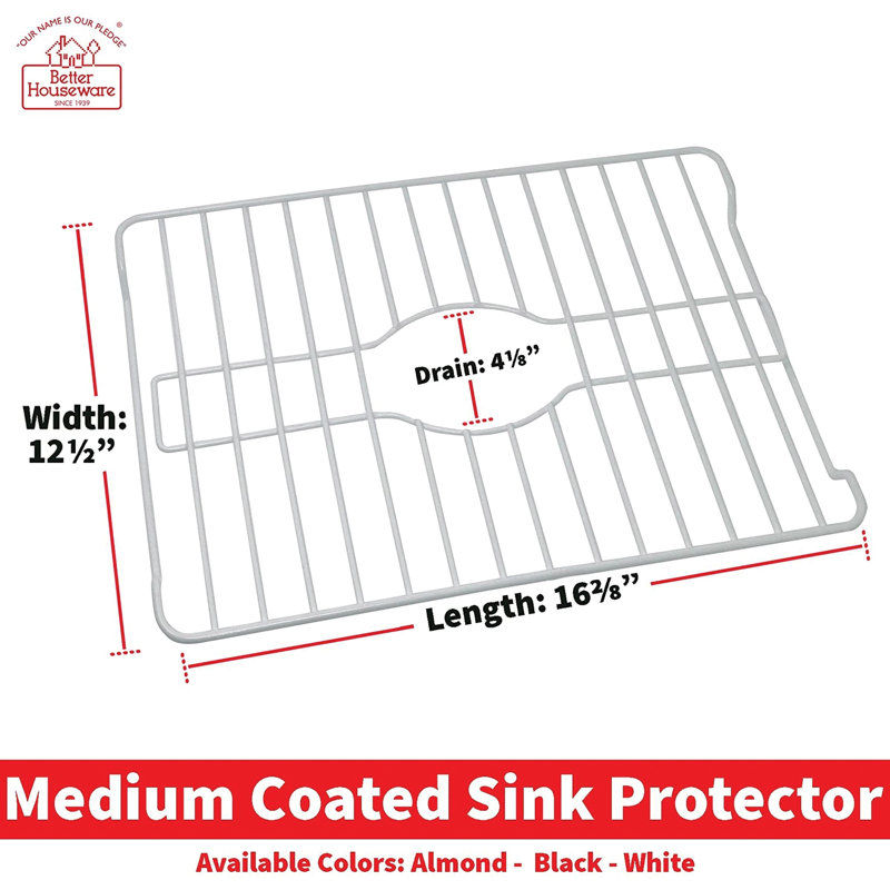 White Coated Steel Medium Sink Protector Rack
