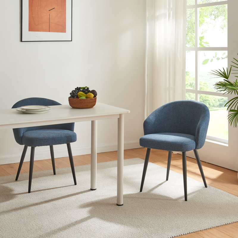 Yandier 19.1" Wide Fabric Dining Chairs (Set of 2) - Upholstered Seats, Modern Comfort​, Navy