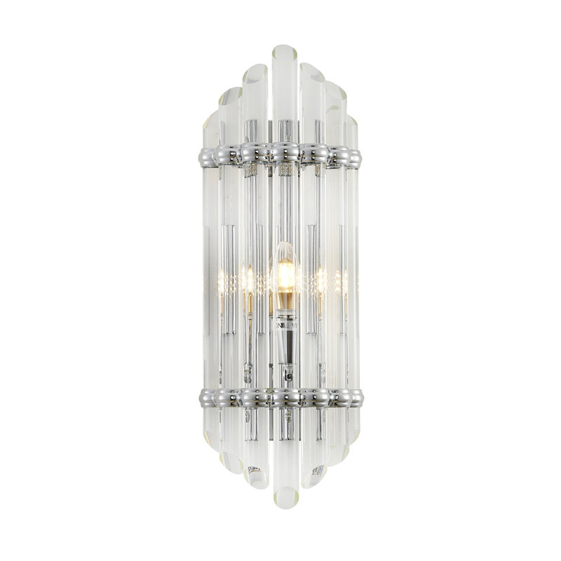 Transitional 1 Light Glass Rod Wall Sconce, Shiny Nickel