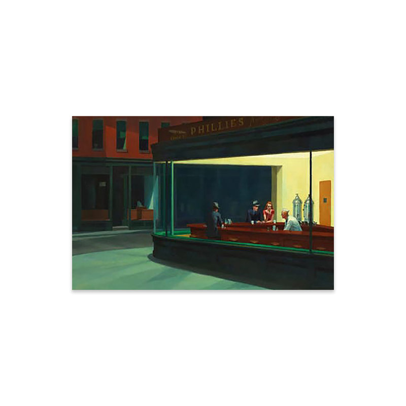 «Nighthawks, 1942» par Edward Hopper - impression sans cadre, H 16 po x l 24 po x P 0,25 po