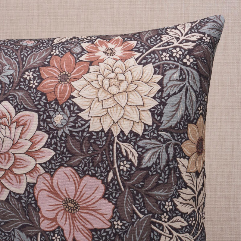 Boråstapeter Dahlia Garden Pillow, Brown/Pink Floral, 20"H x 20"W, Square