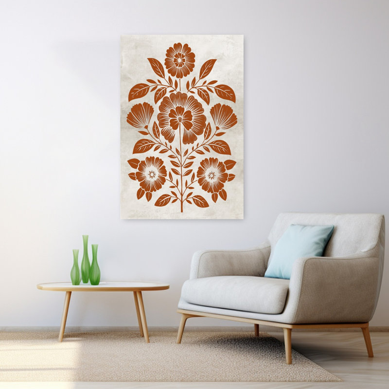 Art floral contemporain harmonieux floral sur toile texturée, H 48 po x l 32 po, Rouge / Blanc