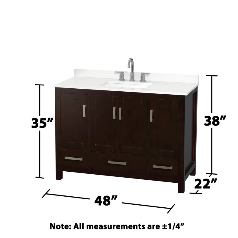 Sheffield 48" Freestanding Single Bathroom Vanity with Quartz Top with 24" Mirror, Gray, Giotto Quartz, Single Hole