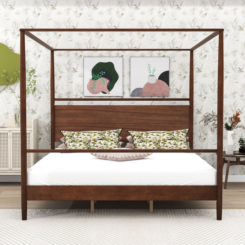 Wood Canopy Bed with Headboard, King