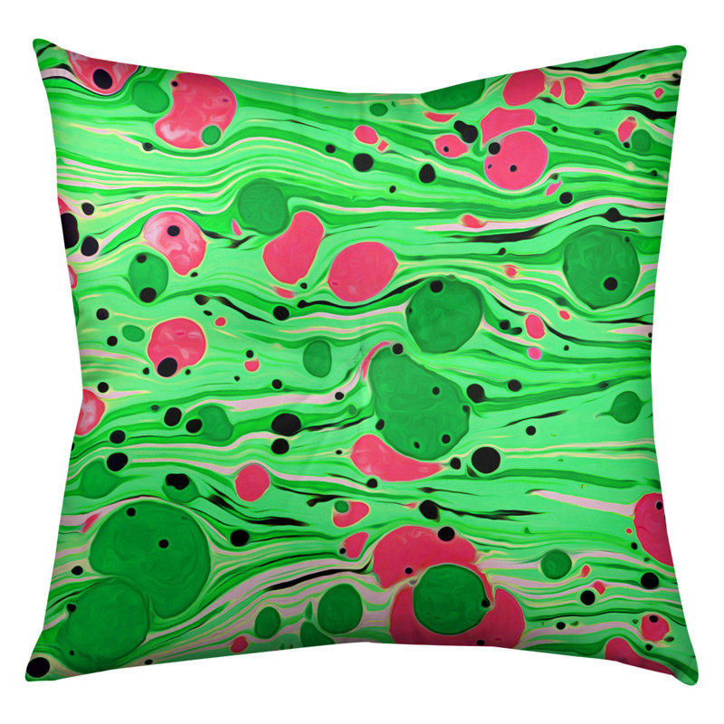 Coussin de plancher tourbillons, 26 po x 26 po, Vert et rose