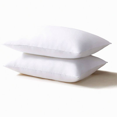 SleepEase Microfiber Support Pillows - 2 Pack, Natural Cover, Soft & Supportive for Side & Back Sleepers, White - Set of 2
