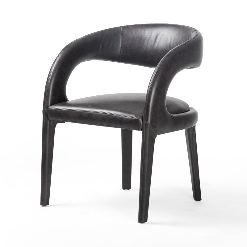 Hawkins Standard Upholstered Arm Chair, Sonoma Black Genuine Leather